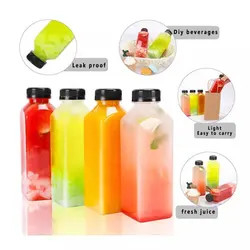البضائع بالجملة 250ml 350ml 500ml زجاجة عصير بلاستيكية زجاجة بلاستيكية مربعة للحمية الحيوانية
