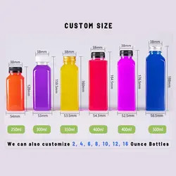 عالية الجودة 8oz 10oz 12oz 16oz زجاجات عصير بلاستيكية عصير دعم الأعمال المورد 120ml زجاجات بلاستيكية مع الملصقات