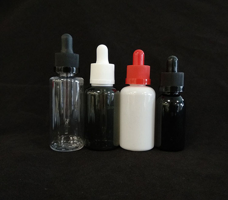 بطاقات قطرات شعار مخصصة مجموعة شفافة سوداء أحجام مختلفة 10ml-120ml سطح ناعم 5000 قطعة طباعة