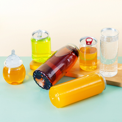 علب مشروبات بلاستيكية 330ml 500ml زجاجة شرب الصودا للقهوة حليب مع أغطية