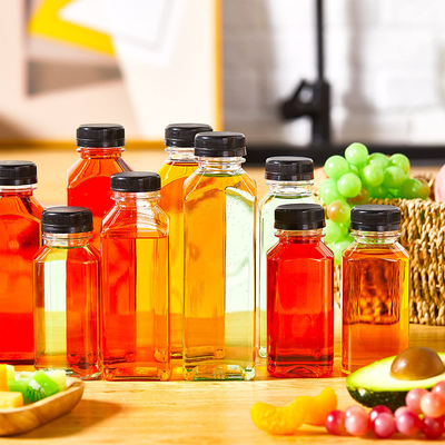 زجاجات الشاي الحليب البلاستيكية المقاومة للتسرب شكل مربع مستدير 120ml-500ml سعة