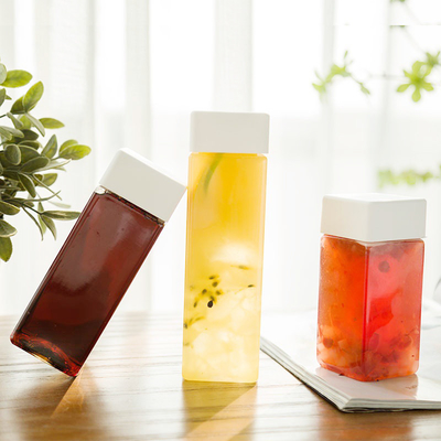 كريستال واضح 500 مل بلا BPA عازلة بلاستيكية زجاجة الشاي الحليب