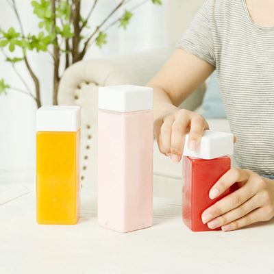 كريستال واضح 500 مل بلا BPA عازلة بلاستيكية زجاجة الشاي الحليب