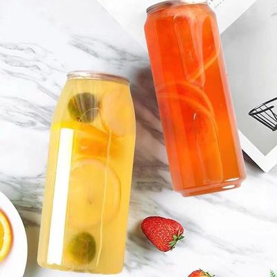 Popular Design Reusable Can for Fruit Juice clear Plastic Juice Cans Juice in Pet Can with Factory