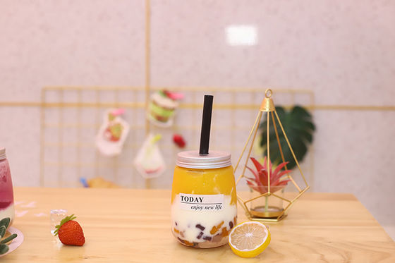 زجاجات الشاي الحليب المقاومة للتسرب مع الغطاء المنسحب للمشروبات المتوسطة الحجم المشروبات التصميم الحديث