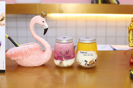 زجاجات الشاي الحليب المقاومة للتسرب مع الغطاء المنسحب للمشروبات المتوسطة الحجم المشروبات التصميم الحديث