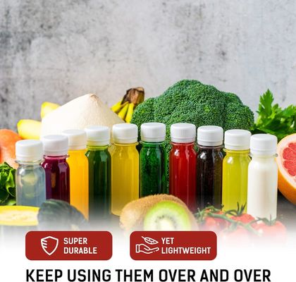 زجاجة عصير مربعة خالية من مادة BPA مع غطاء لولبي ونكهة عصير وزجاجة عصير فواكه بلاستيكية مانعة للتسرب وصديقة للبيئة