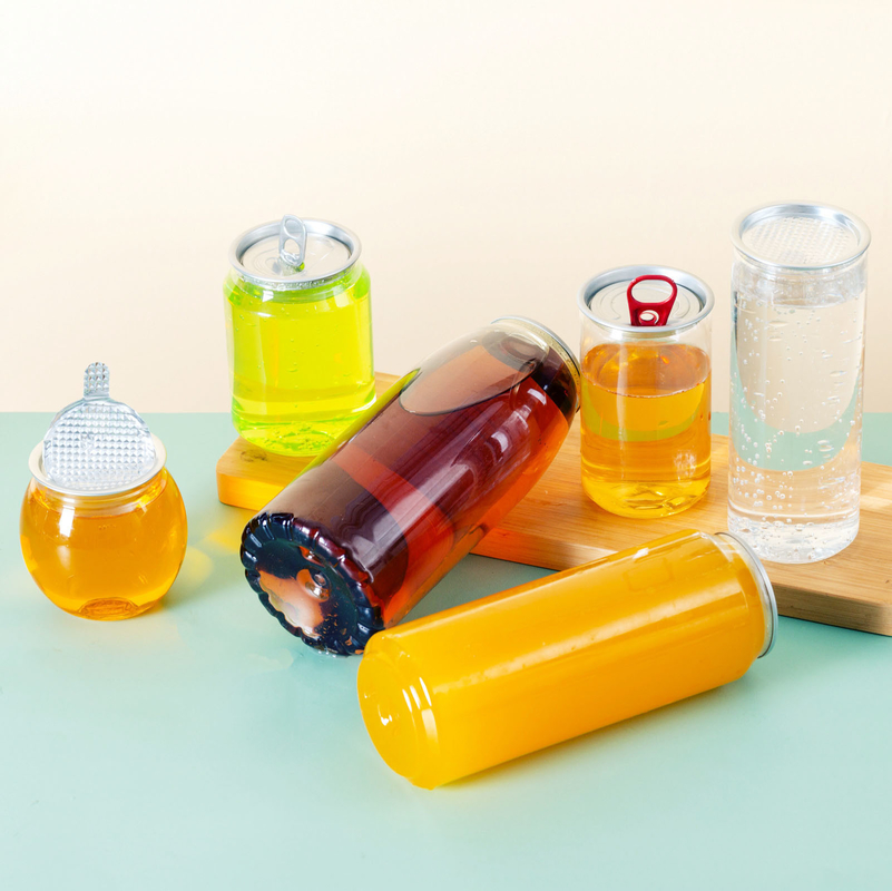 عازل التسرب زجاجات الشاي البلاستيكية الحليب مربع مستديرة واضحة المسمار على الغطاء 120ml 250ml 350ml 500ml