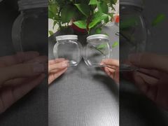 مرطبانات بلاستيكية شفافة من البولي إيثيلين تيرفثالات للحلويات والبسكويت والمكسرات، مرطبانات تعبئة الطعام ذات الفم الواسع