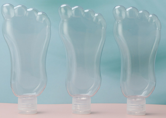 شكل القدم 30 مل 60 مل زجاجة المفاتيح البلاستيكية القابلة لإعادة الملء مع غطاء الوجه